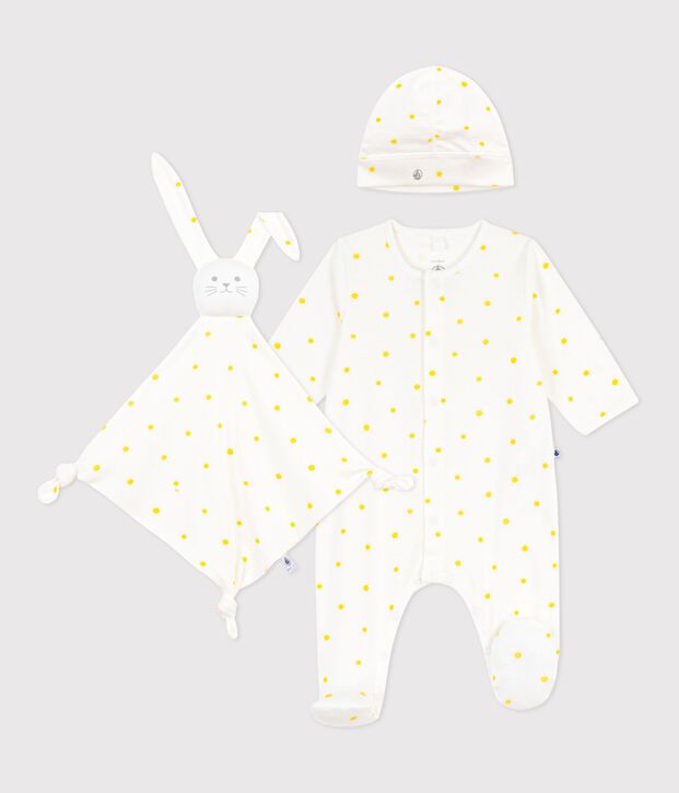 Confezione regalo nascita in cotone con sole stampato multicolore