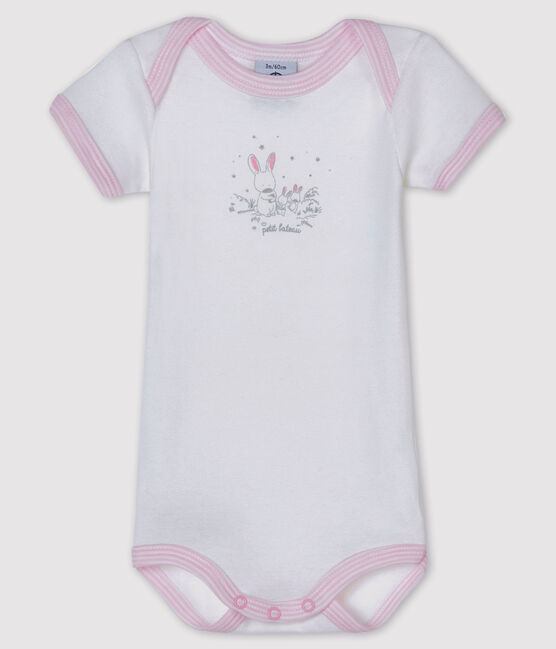 Body manica corta bebè bambina bianco ECUME/rosa DOLL