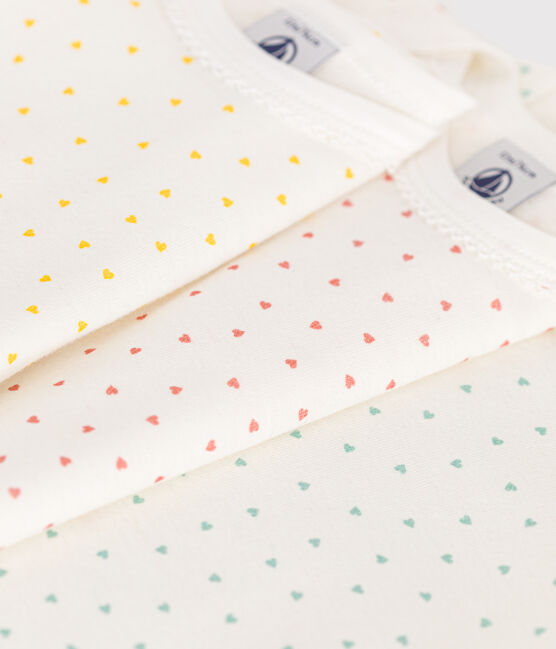 Confezione da 3 body bebè a maniche lunghe in cotone a cuori variante 1