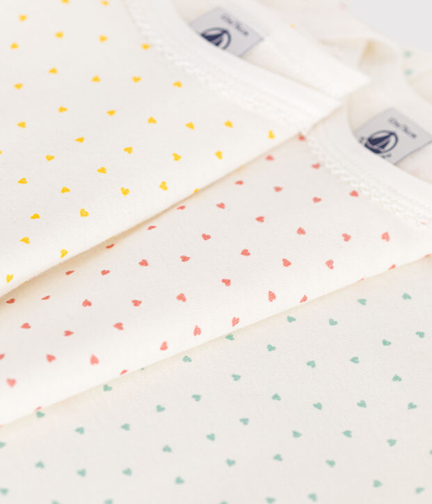 Confezione da 3 body beb&egrave; a maniche lunghe in cotone a cuori multicolore