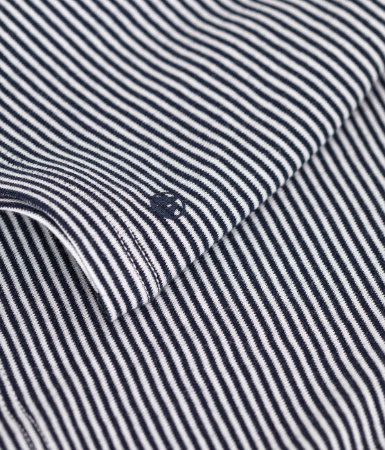 Blusa bebè in cotone con colletto blu SMOKING/bianco MARSHMALLOW