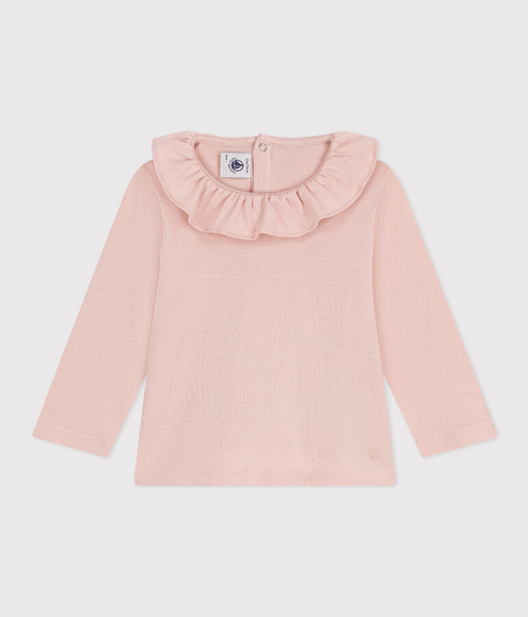 Blusa a maniche lunghe in cotone per beb&egrave; rosa