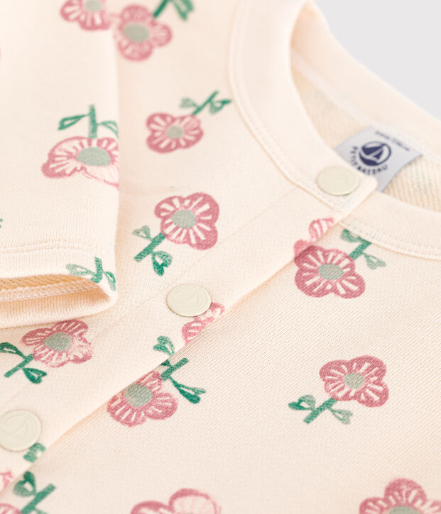 Cardigan in tessuto felpato bambina ecru/multicolore