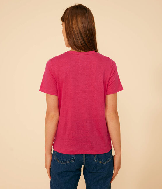 T-shirt L'ICONIQUE in lino da donna rosa DELHI