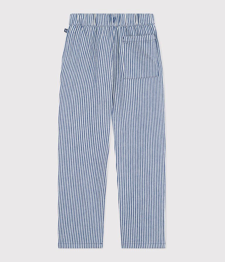 Pantaloni in cotone a righe bambino blu/bianco