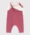 Completo da neonato in cotone composto da tutina e body con colletto semplice rosa/ecru