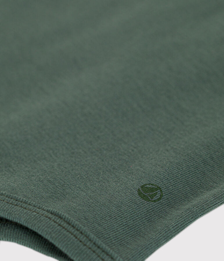 Body beb&egrave; in cotone a maniche corte con colletto alla Claudine verde CROCO