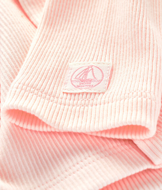 Cardigan bebè in costina 2x2 di cotone biologico rosa FLEUR
