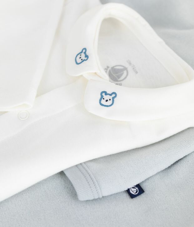 Set regalo 2 pezzi in velluto con body con orso ricamato neonato blu