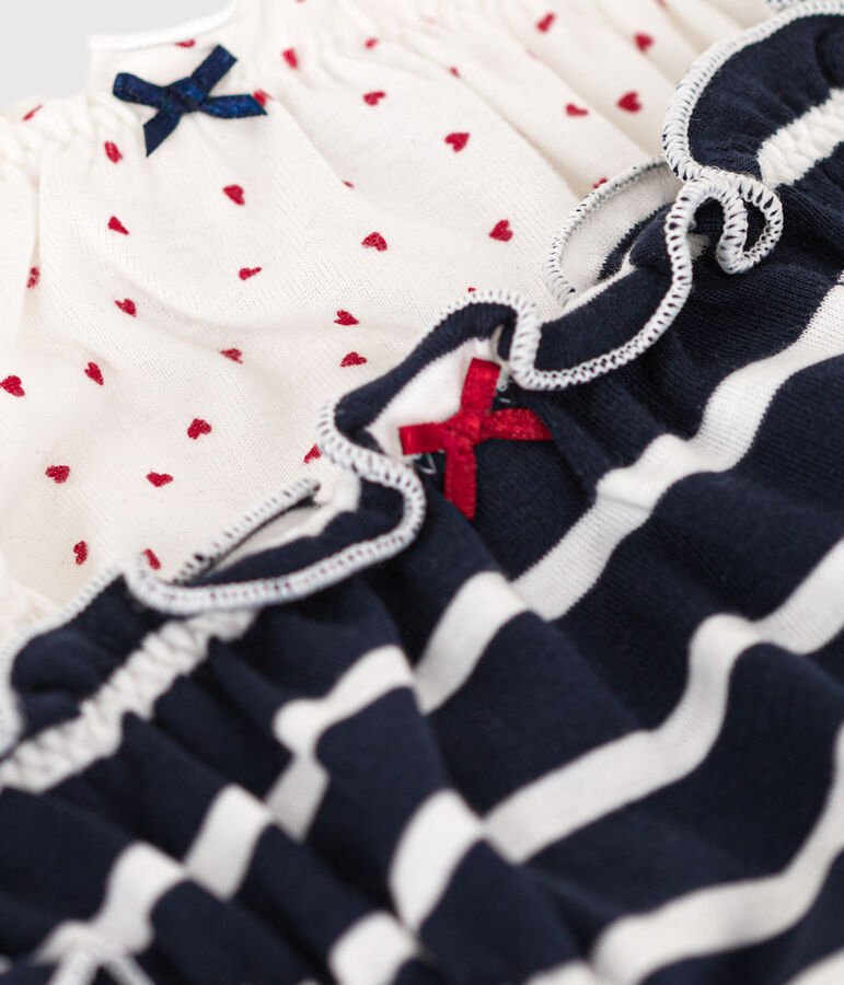 Confezione da 2 slip in cotone donna motivo cuore e rigato variante 1