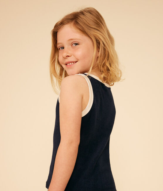 Canotta bambina in spugna bouclette blu SMOKING