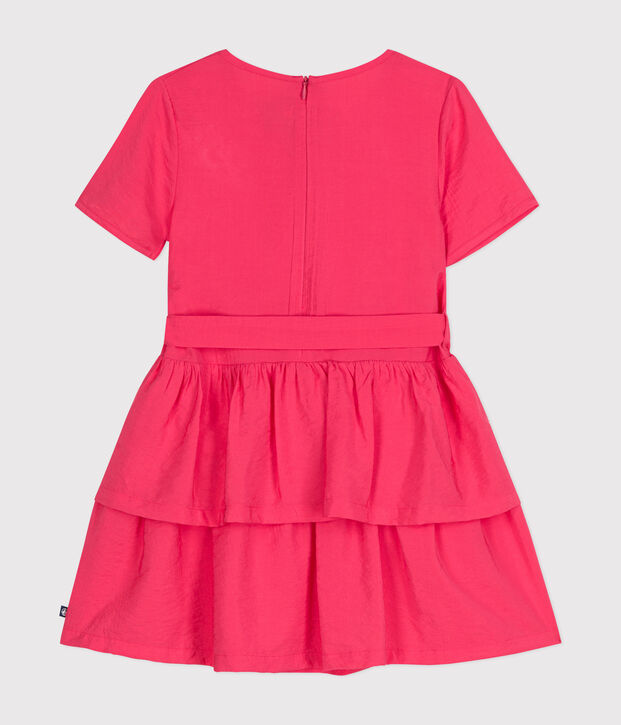 Abito a maniche corte in tela bambina rosa