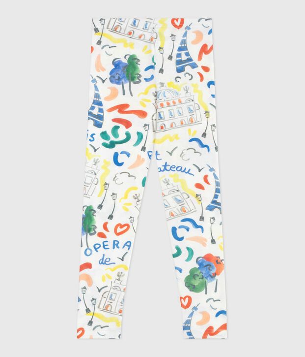Leggings in cotone stampato bambina bianco/multicolore