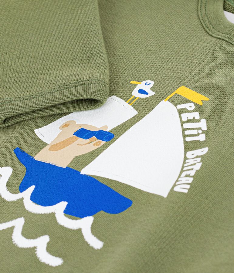 Felpa con cappuccio in cotone per neonati con motivi verde OLIVINE