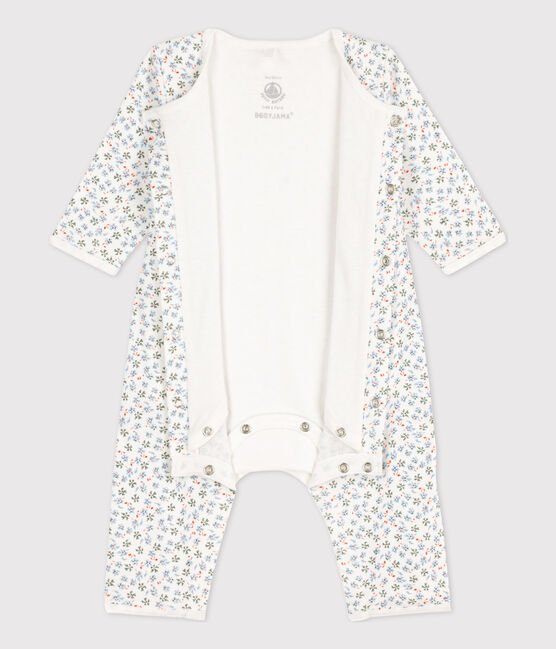 Bodyjama stampato, senza piedi, in cotone, per neonati bianco MARSHMALLOW/bianco MULTICO