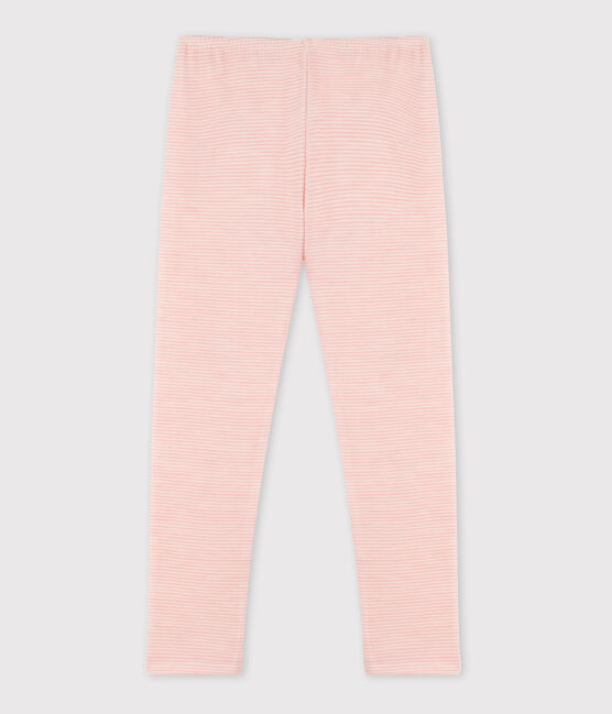 Leggings millerighe in lana e cotone rosa CHARME/bianco MARSHMALLOW
