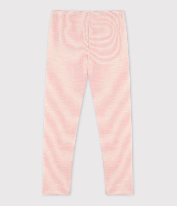 Leggings millerighe in lana e cotone rosa/bianco