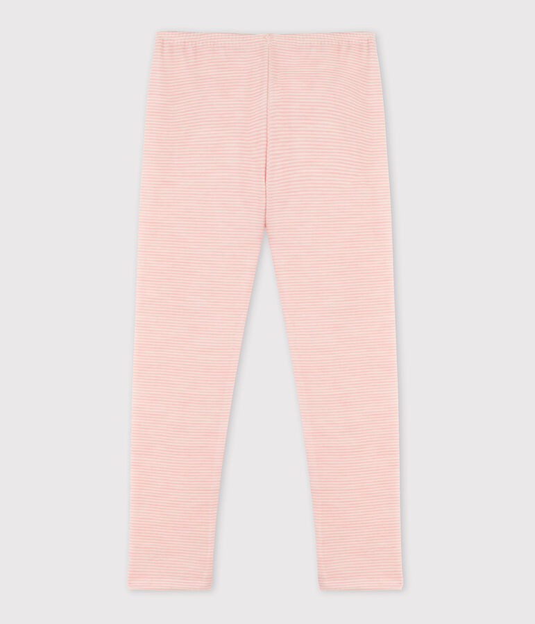 Leggings millerighe in lana e cotone rosa CHARME/bianco MARSHMALLOW