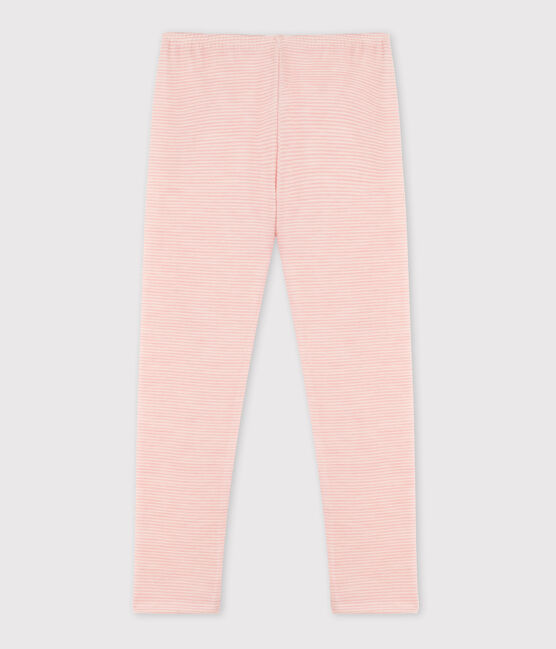 Leggings millerighe in lana e cotone rosa CHARME/bianco MARSHMALLOW