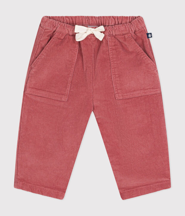 Pantaloni in velluto neonato rosa