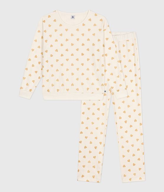 Pigiama in cotone con stampa a cuori dorati donna MILK/ DORE