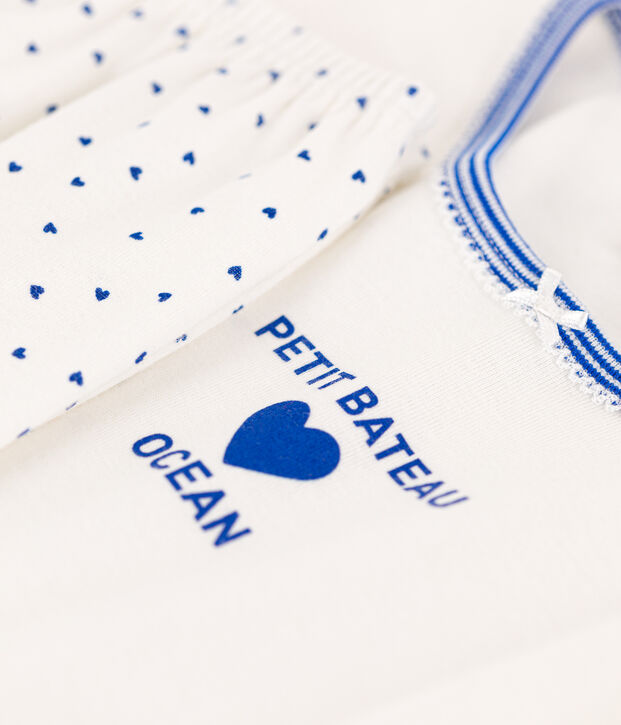 Pigiama bambina in cotone bianco/blu