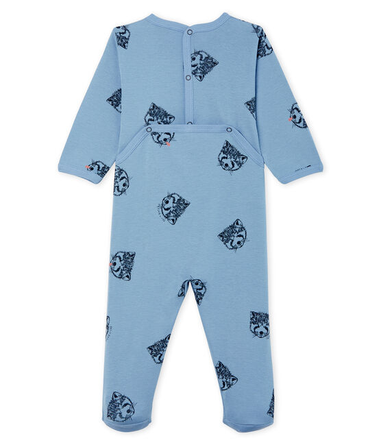 Tutina bebè maschio a costine blu ACIER/bianco MULTICO