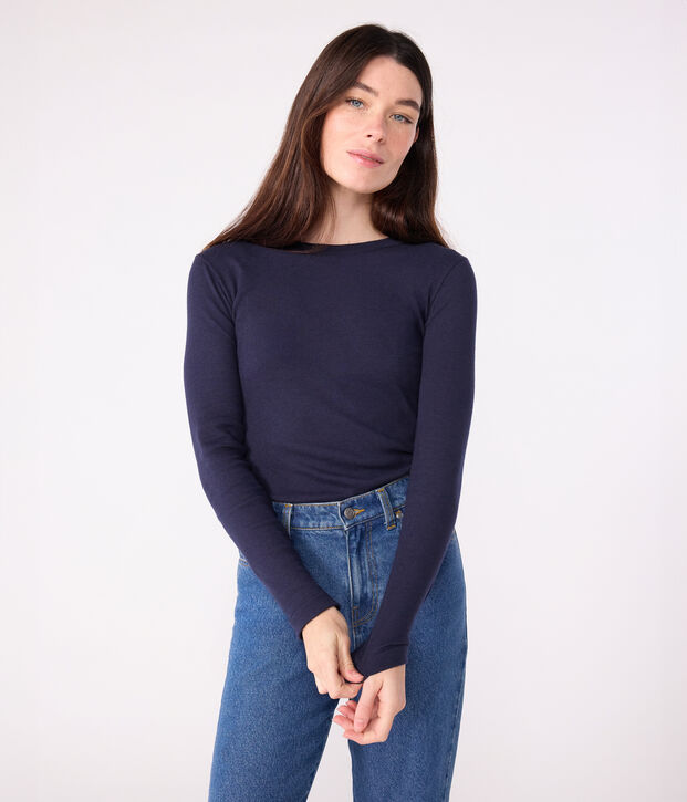 T-shirt L'Iconique a maniche lunghe in misto lana e cotone donna SMOKING