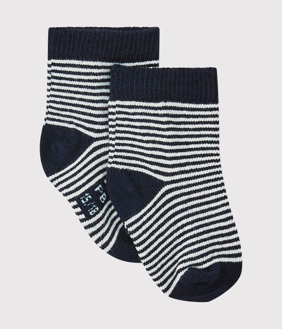 Calzini millerighe bebè unisex blu SMOKING/beige COQUILLE