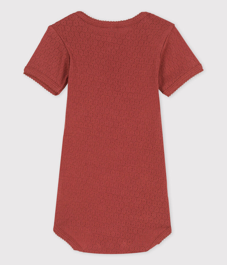 Body beb&egrave; a maniche corte in maglia traforata marrone OMBRIE