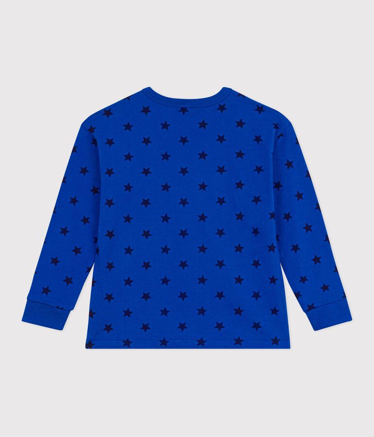 T-shirt a maniche lunghe in cotone con stampa bambina blu/blu