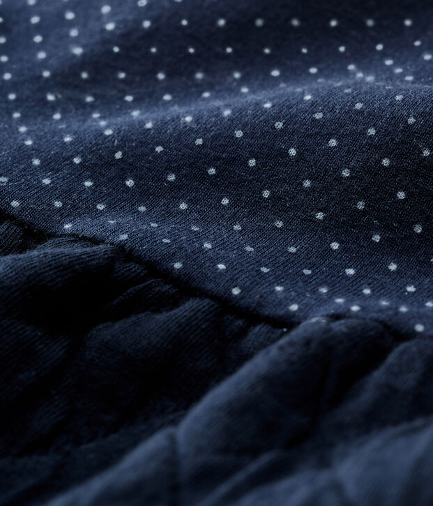 Abito bi-materiale a maniche lunghe da beb&egrave; femmina blu/bianco