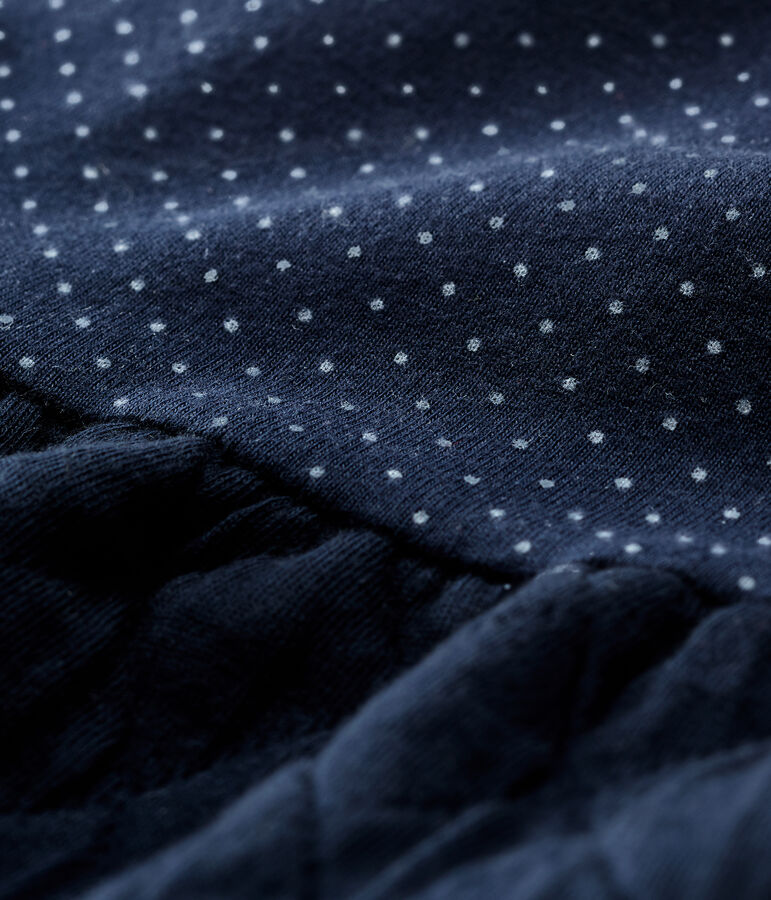 Abito bi-materiale a maniche lunghe da beb&egrave; femmina blu/bianco