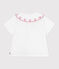Blusa a maniche corte in popeline di cotone tinta unita bambina bianco ECUME