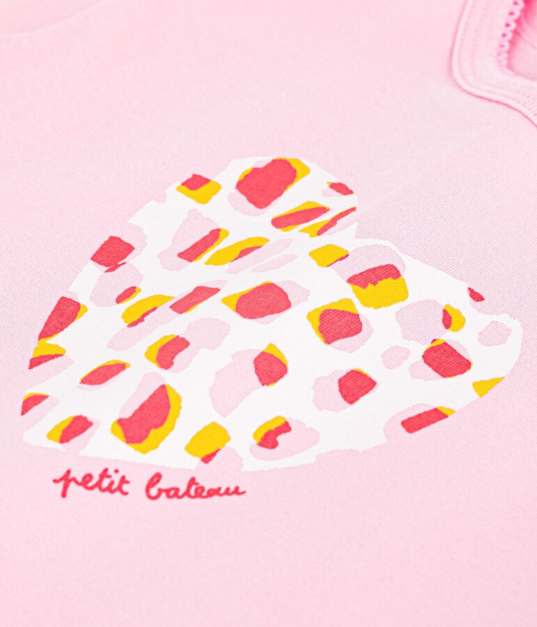 T-shirt a maniche corte in cotone con motivo a fiori neonato rosa