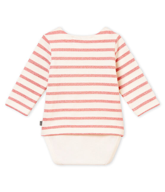 Body marinière luccicante per bebé femmina bianco MARSHMALLOW/rosa JOLI BRILLANT