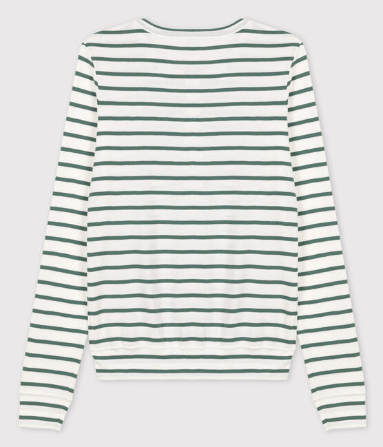 Cardigan iconico in cotone a righe Donna bianco MARSHMALLOW/verde VALLEE
