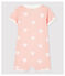 Tuta corta rosa a cuori bebè femmina in spugna bouclette di cotone biologico rosa MINOIS/bianco MARSHMALLOW
