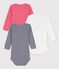 Confezione da 3 body a righe a maniche lunghe in cotone biologico variante 1