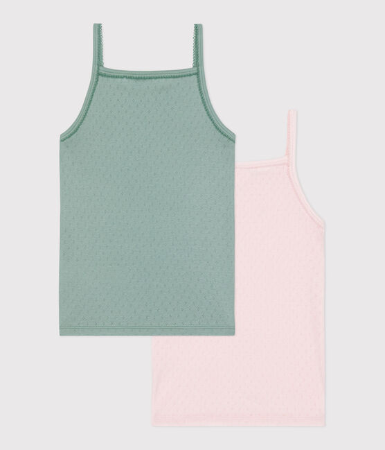 Set di 2 canotte con spalline sottili in cotone bambina variante 1