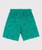 Bermuda corti in cotone tinta unita con stampa bambino verde