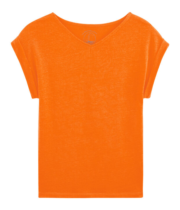 T-shirt in lino donna arancione