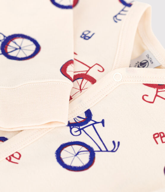 Tutina pigiama senza piedi bebè in cotone con motivo bicicletta bianco AVALANCHE/ STOP