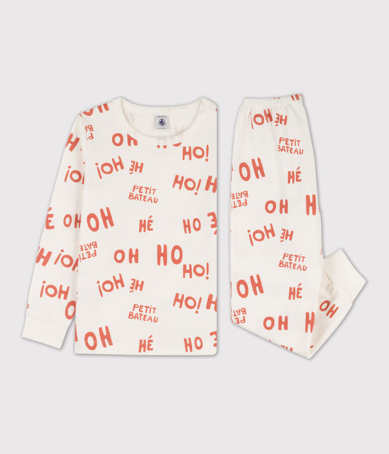 Pigiama bambino in molleton bianco/rosa