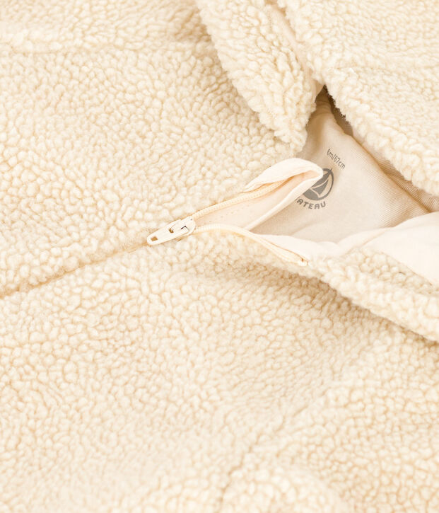 Tutina con cappuccio in sherpa per beb&egrave; ecru