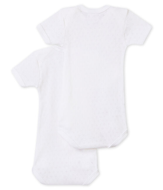 Lotto di 2 bodies per bebé unisex a maniche corte bianco LOT