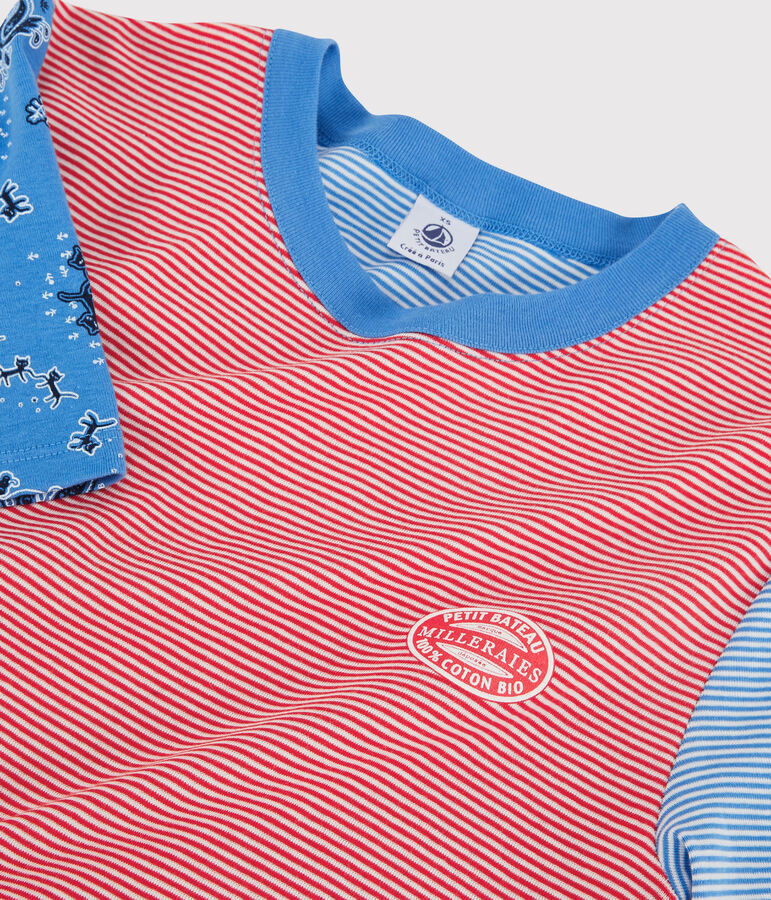 T-shirt L'ICONIQUE girocollo in cotone bio donna rosso PEPS/bianco MULTICO