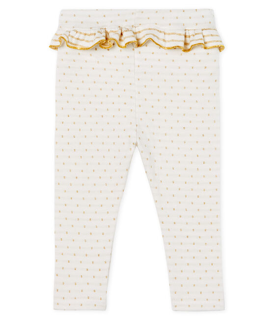 Leggings da bebè femmina con balze bianco MARSHMALLOW/giallo OR