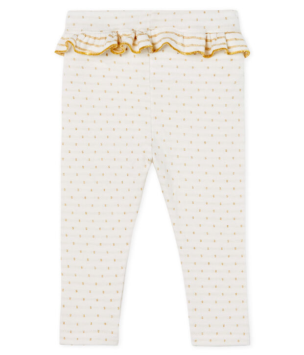 Leggings da beb&egrave; femmina con balze bianco/giallo