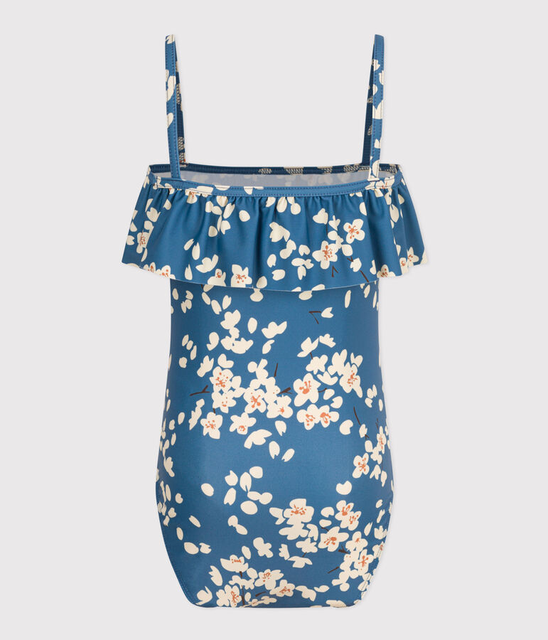 Costume da bagno intero con stampa bambina blu BEACH/ MULTICO